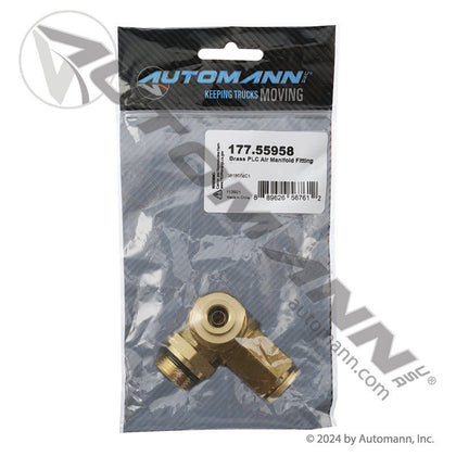 Brass Push-Lock 3-Way Air Adapter - M22 x 1.5 Thread x 3/8in x 5/8in PLC - IHC 3819958C1 177.13B79106M22