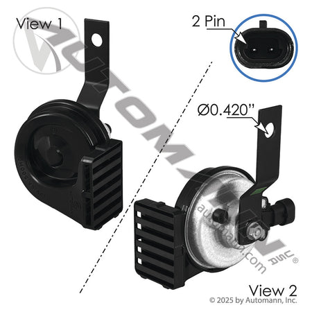 Electric City Horn High Tone 12V - 500 Hz 105-118 dB - Volvo 22334227 8084973 562.96227EH