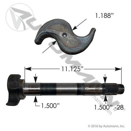 Brake S-Camshaft RH - Meritor Q-Plus Steer Axle 11.20in, 28 Splines - Replaces Meritor 2210H7522 Volvo 85102673 122.281104.04