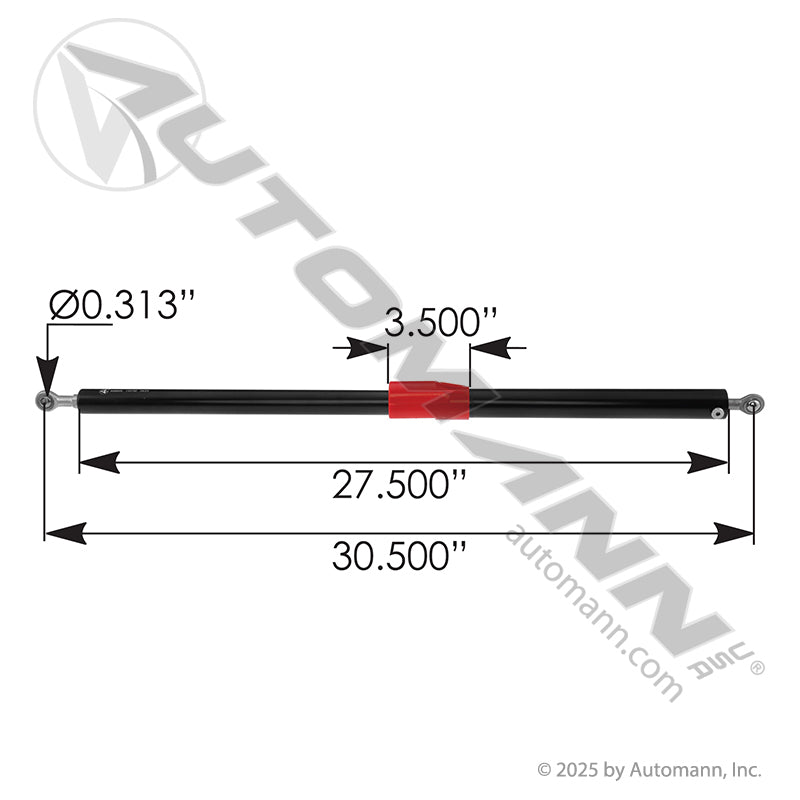 Hood Strut Locking - 30.5in Extended, Kenworth T680 / Peterbilt 579 - Replaces L71-6017 L716017 A99609