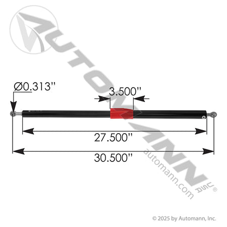 Hood Strut Locking - 30.5in Extended, Kenworth T680 / Peterbilt 579 - Replaces L71-6017 L716017 A99609