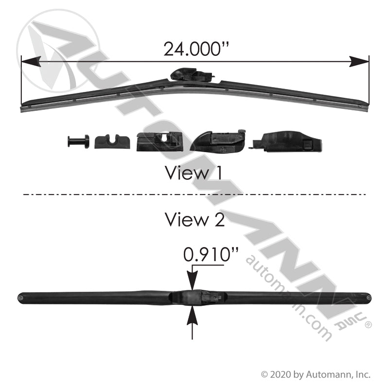 Hella Cleantech Beam Wiper Blade - 24 Inch - Replaces Anco C24UB Trico 16-240 HLK8424HE