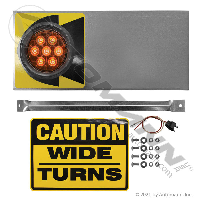 Wide Turn Signal LED Light with Caution Wide Turn Sign - 4 Inch Amber 7-Diode - Peterson 818WTA 571.LD46A7WT