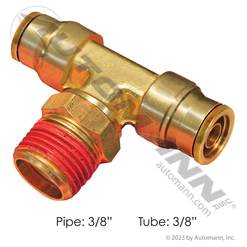 Brass Push-Lock Male Branch Tee - Two 3/8in Tube Ends x 3/8in Swivel Pipe - Eaton 1872X6X6S Sloan S272PMT-6-6 177.13B726C