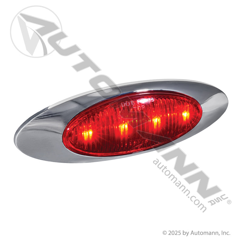 Marker LED Light with Chrome Bezel - 2 x 6-1/2 in Red 4-Diode - Grote 45582 Optronics 00212337 571.LD27R4M1