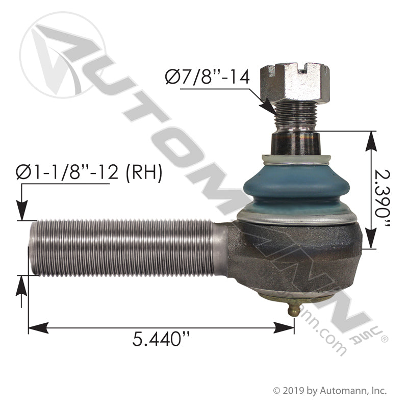 Tie Rod End RH - Ford F650/F750 Ultra Steer 14K 1-1/8in-12 Right Hand Thread - Volvo/White 1091563 Meritor R230069 462.ES423R