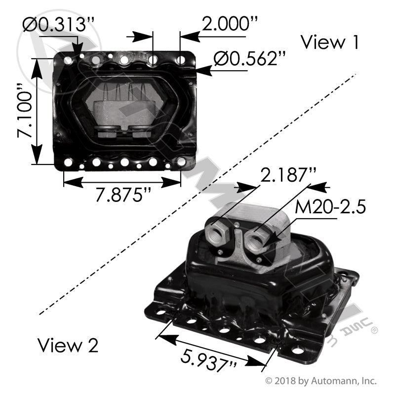 Rear Engine Mount - Volvo D13 / Mack - 65 Durometer Plastic Base - 20499470 20QL414M5 MV27031