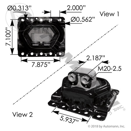 Rear Engine Mount - Volvo D13 / Mack - 65 Durometer Plastic Base - 20499470 20QL414M5 MV27031