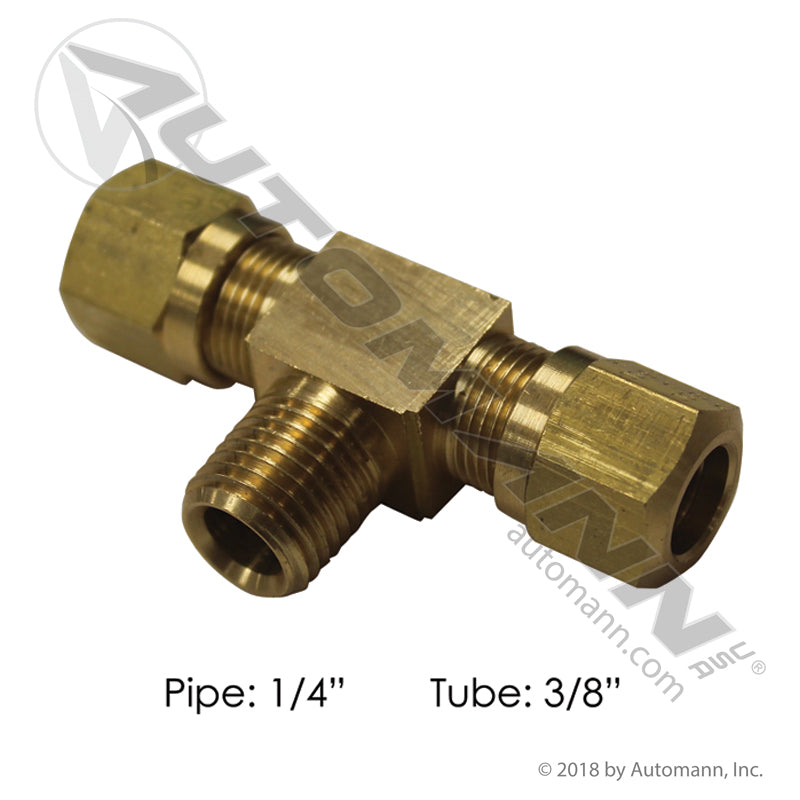 Brass DOT Male Branch Tee - Two 3/8in Tube Ends x 1/4in NPT Male - Eaton 1472X6 177.14726B