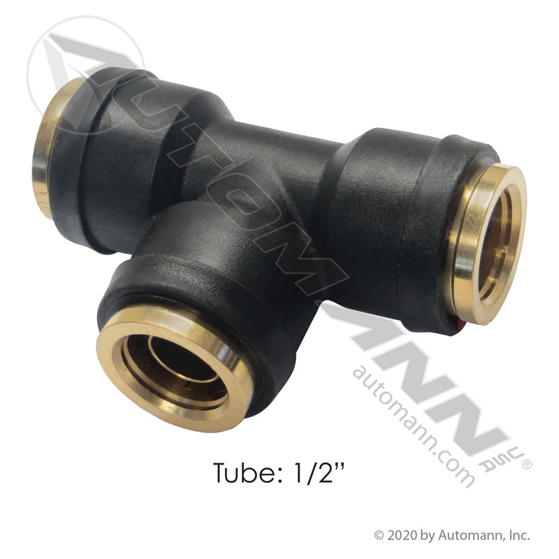 Push-to-Connect Union Tee - DOT 1/2" Air Brake Tube Fitting - Parker 364PTC-8 Tectran QL1364-8 177.12C648
