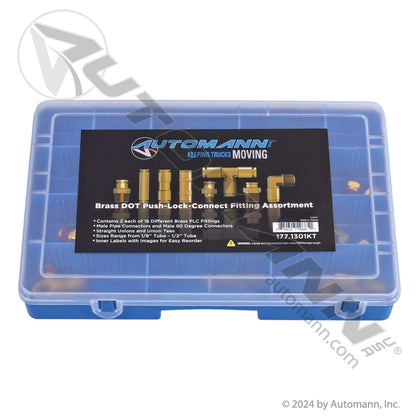 Brass DOT PLC Fitting Assortment Kit - Air Brake Push-to-Connect Shop Kit - 177.1301KT