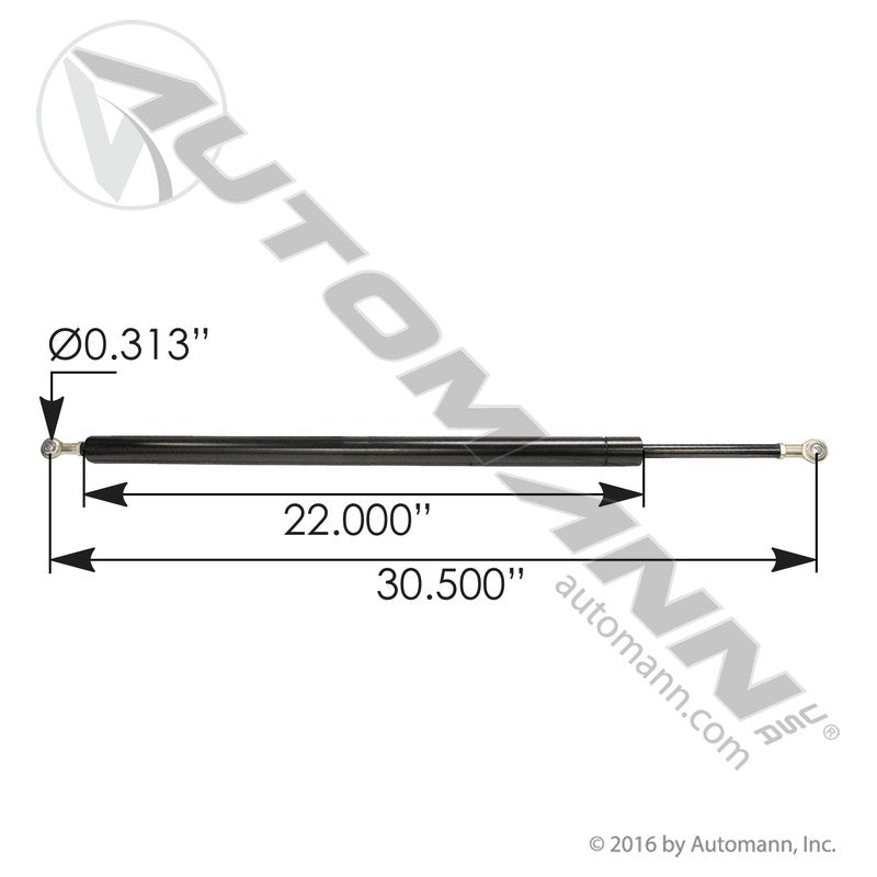 Hood Strut Non-Locking - 30.5in Extended, Kenworth T680 / Peterbilt 579 - Replaces L716008 L71-6008 A99608