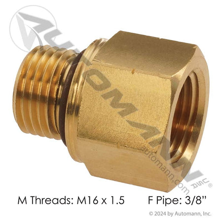 Brass Adapter M16x1.5 Male O-Ring x 3/8in NPT Female - Freightliner PH222P6MI16 Mack 6635222P6MI16 177.9120CM16