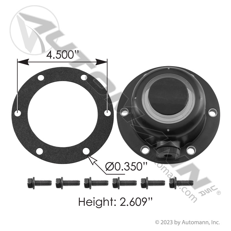 SKF Oil Fill Hub Cap Steer/Drive Axle - 6-Bolt 4-1/2in Bolt Circle Zytel - SKF 1612 IHC 2519529C91 180.CR1612-C40