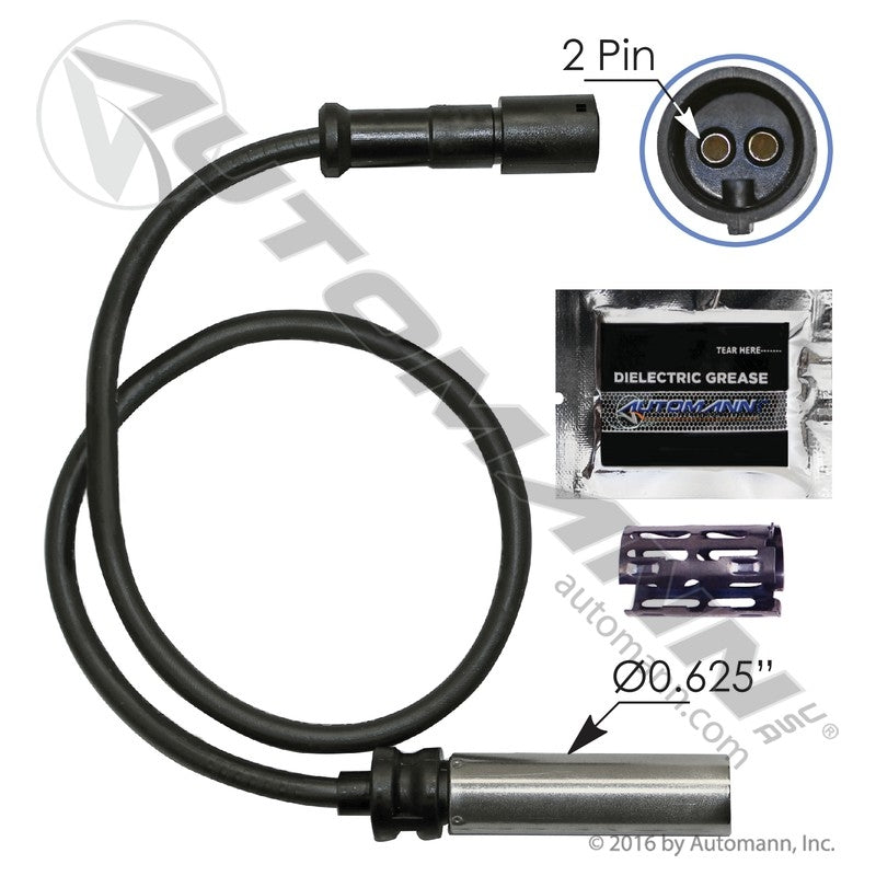 ABS Wheel Speed Sensor Kit - Straight Head 18in Cable - Haldex AL1027196 364528001 577.AL1027196