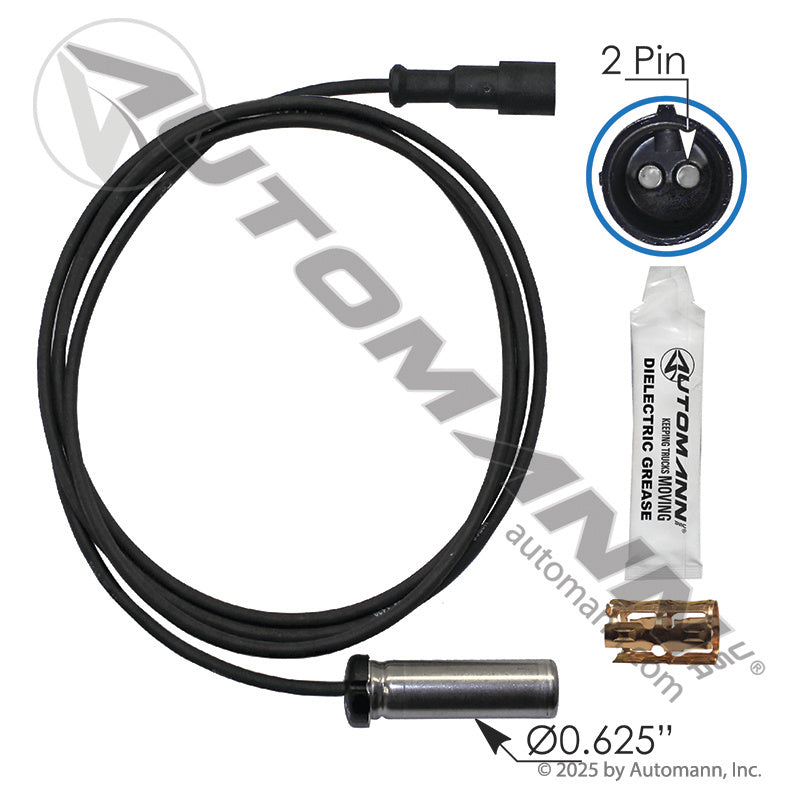 ABS Wheel Speed Sensor Kit - Straight Head 67in Cable 66mm Sensor - Meritor R955337 E12294 577.A5337