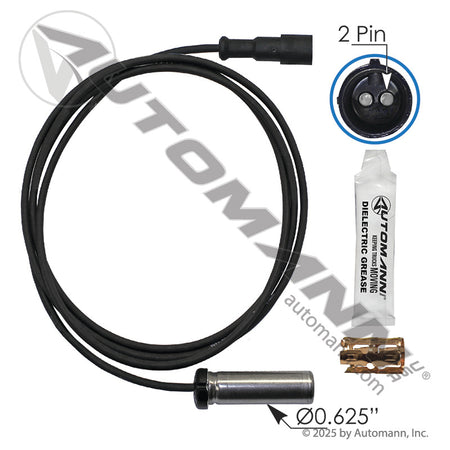 ABS Wheel Speed Sensor Kit - Straight Head 67in Cable 66mm Sensor - Meritor R955337 E12294 577.A5337