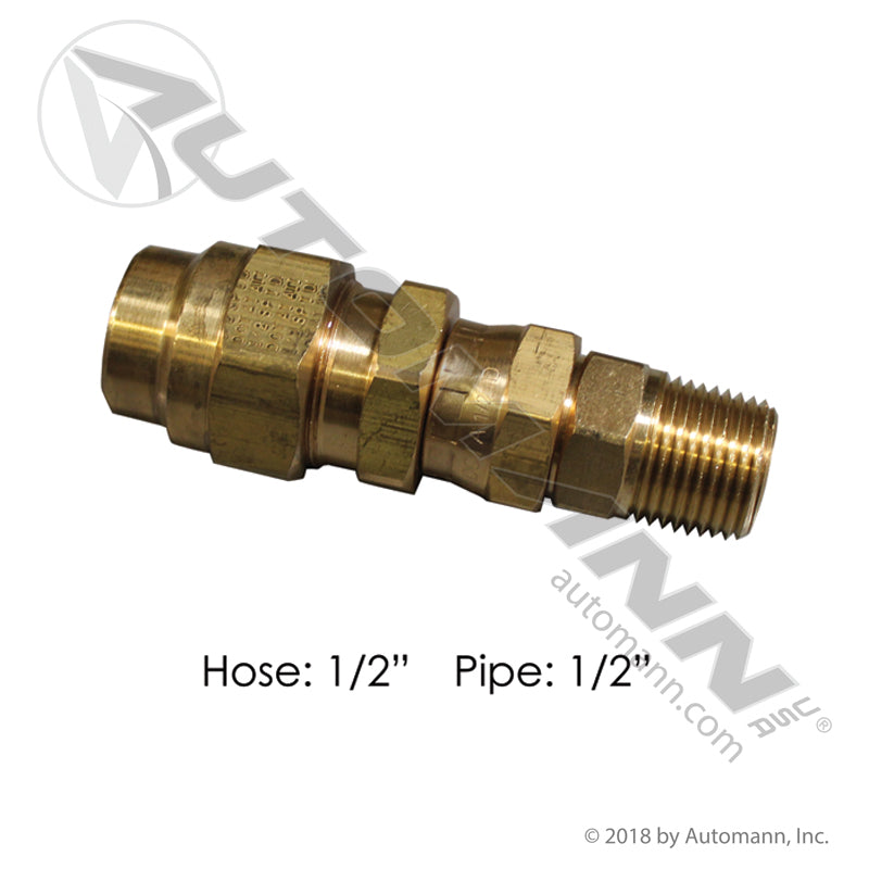 Swivel Air Brake Hose Coupling - 1/2" ID Hose x 1/2" NPT - Replaces 177.7105 33808BY88 177.16948D