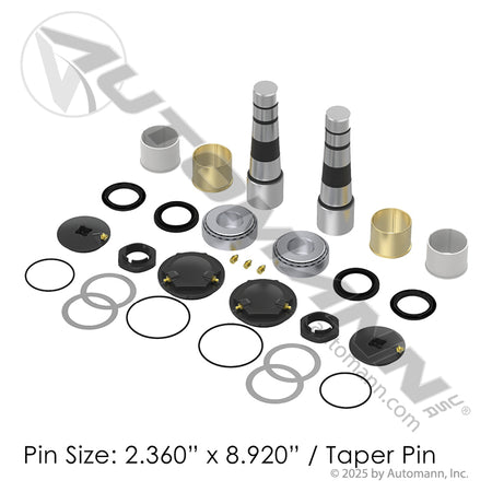 King Pin Kit - Mack FXL12-FXL23M / Volvo FM9 FM12 Axles Bronze-Nylon Bushings - Mack 20590487 Stemco K536M 460.542N