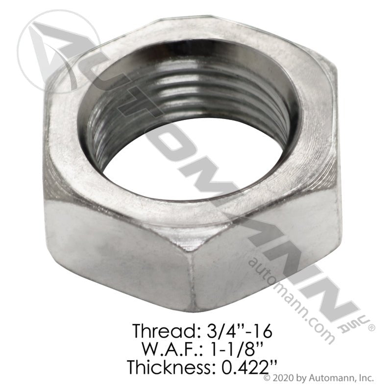 Jam Nut 3/4 - 16 Fine Thread - 7/16" High Automann JNF340 E - 1107 JNF340 - Automann - FLEETPRO PARTS & TIRES