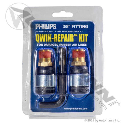 3/8" Air Brake Hose Repair Kit – QWIK - REPAIR™ Rubber Hose and Fittings – Replaces 12 - 052 7031402 PHI12-052 - Phillips - FLEETPRO PARTS & TIRES