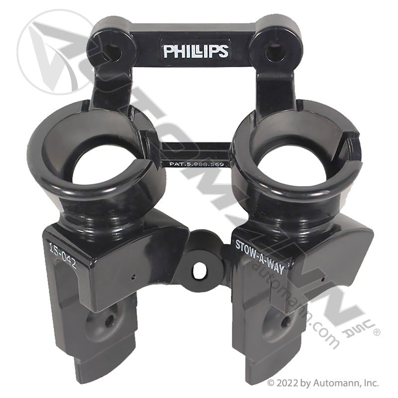 Double Plug & Gladhand Holder - STOW-A-WAY Two Plug Two Gladhand Bracket - Phillips 15-042 Grote 81-0142 PHI15-042 PHI15-042 - Phillips - FLEETPRO PARTS & TIRES