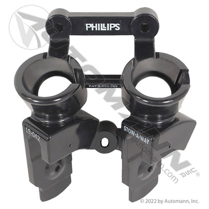 Double Plug & Gladhand Holder - STOW-A-WAY Two Plug Two Gladhand Bracket - Phillips 15-042 Grote 81-0142 PHI15-042 PHI15-042 - Phillips - FLEETPRO PARTS & TIRES