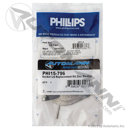Socket Lid Replacement Kit - Zinc Die-Cast Lid, Stainless Spring & Pin - Phillips 15-796 Tectran 670-7114 PHI15-796 PHI15-796 - Phillips - FLEETPRO PARTS & TIRES