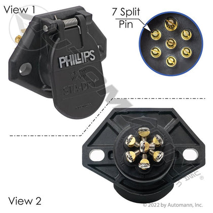Phillips STA - DRY 7 Pin Socket – Waterproof Ring Terminal – Replaces 16 - 722 PHI16-722 - Phillips - FLEETPRO PARTS & TIRES