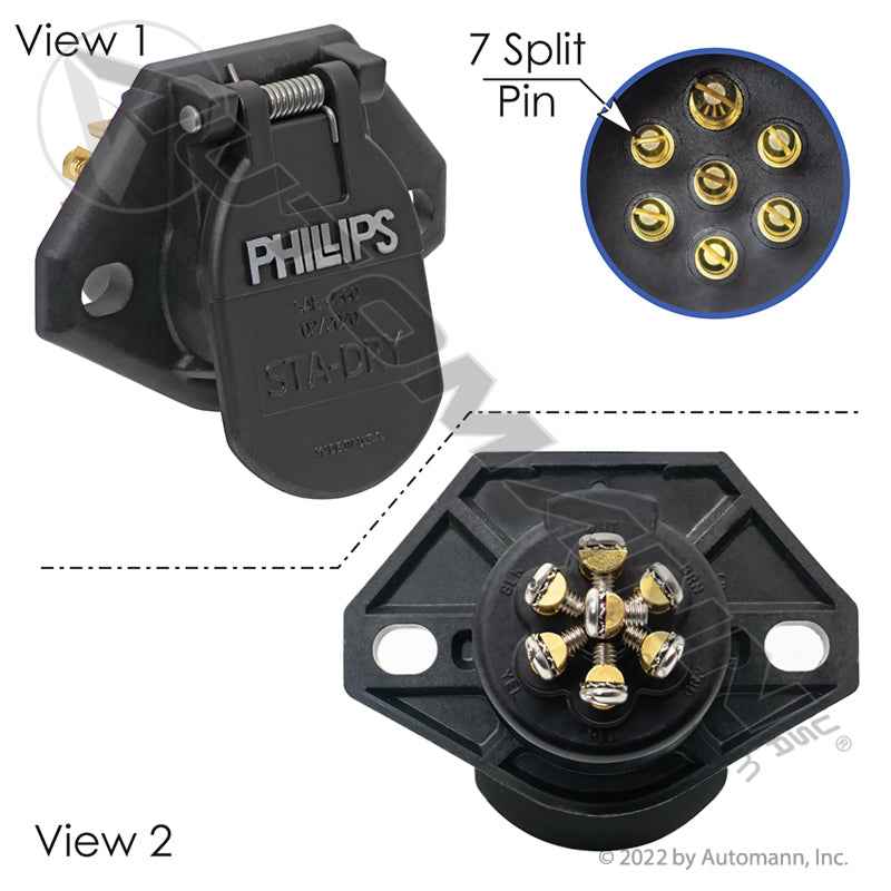 Phillips STA-DRY 7 Pin Socket – Waterproof Ring Terminal – Replaces 16-722