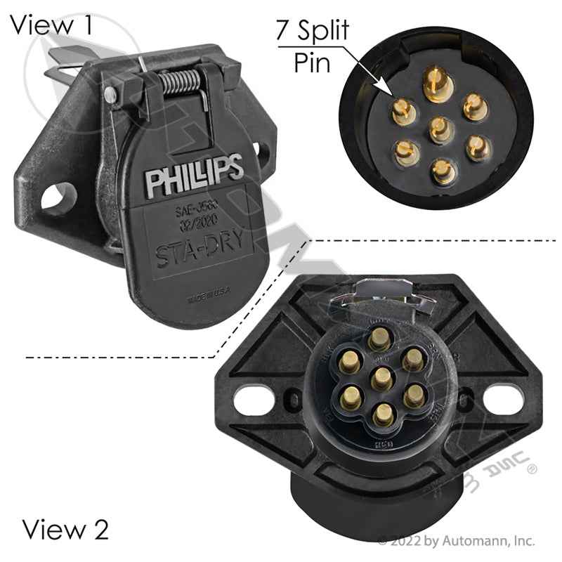 Phillips QCS 7 Way Socket – Quick-Change 7-Pin Connector – Replaces 16-726