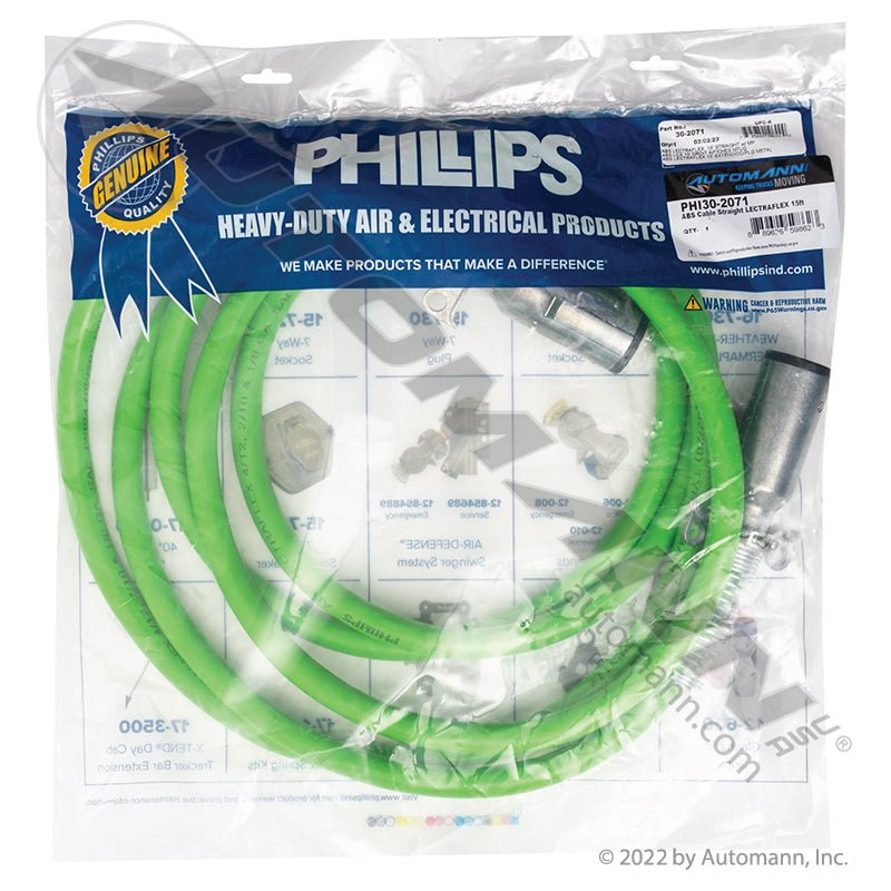 ABS Cable Assembly - LECTRAFLEX Straight 15 ft. Zinc Die-Cast Plugs - Phillips 30-2071 Grote 87172 PHI30-2071 PHI30-2071 - Phillips - FLEETPRO PARTS & TIRES