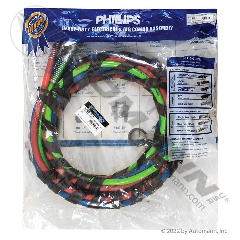 3-in-1 Airpower Assembly - LECTRAFLEX 15 ft. ABS Cable & Red/Blue Air Lines - Phillips 30-2171 PHI30-2171 PHI30-2171 - Phillips - FLEETPRO PARTS & TIRES