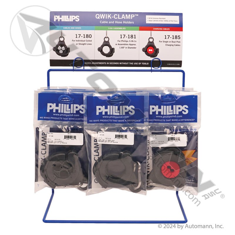 QWIK-CLAMP Countertop Display - 12 Clamps for Cables, Hoses and 3-in-1 Assemblies - Phillips 80-180 PHI80-180 PHI80-180 - Phillips - FLEETPRO PARTS & TIRES