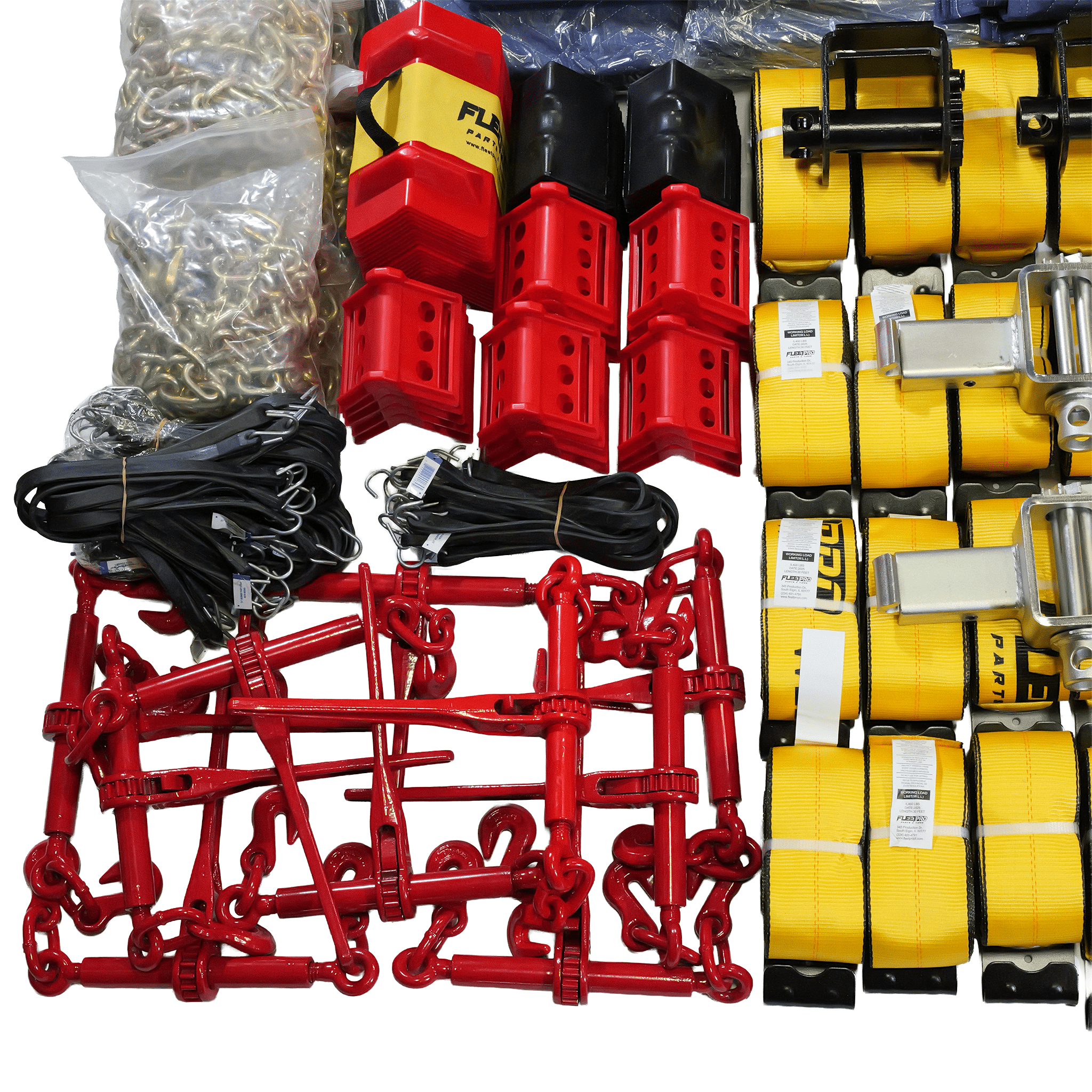 Step Deck Premium Set – Ultimate Cargo Control & Tarping Kit with Stake Pocket Winches StepDeck-Premium - FleetPro - FLEETPRO PARTS & TIRES