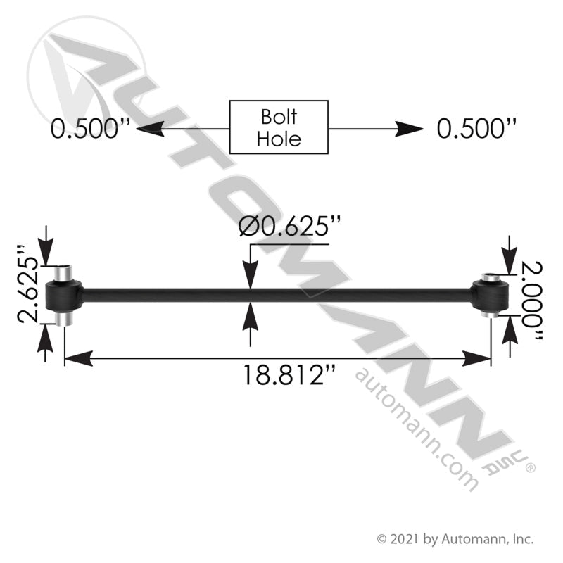 Volvo Cabin Torque Rod Assembly - 18 - 13/16" 20704332 132810 TMR96337 TMR96337 - Automann - FLEETPRO PARTS & TIRES